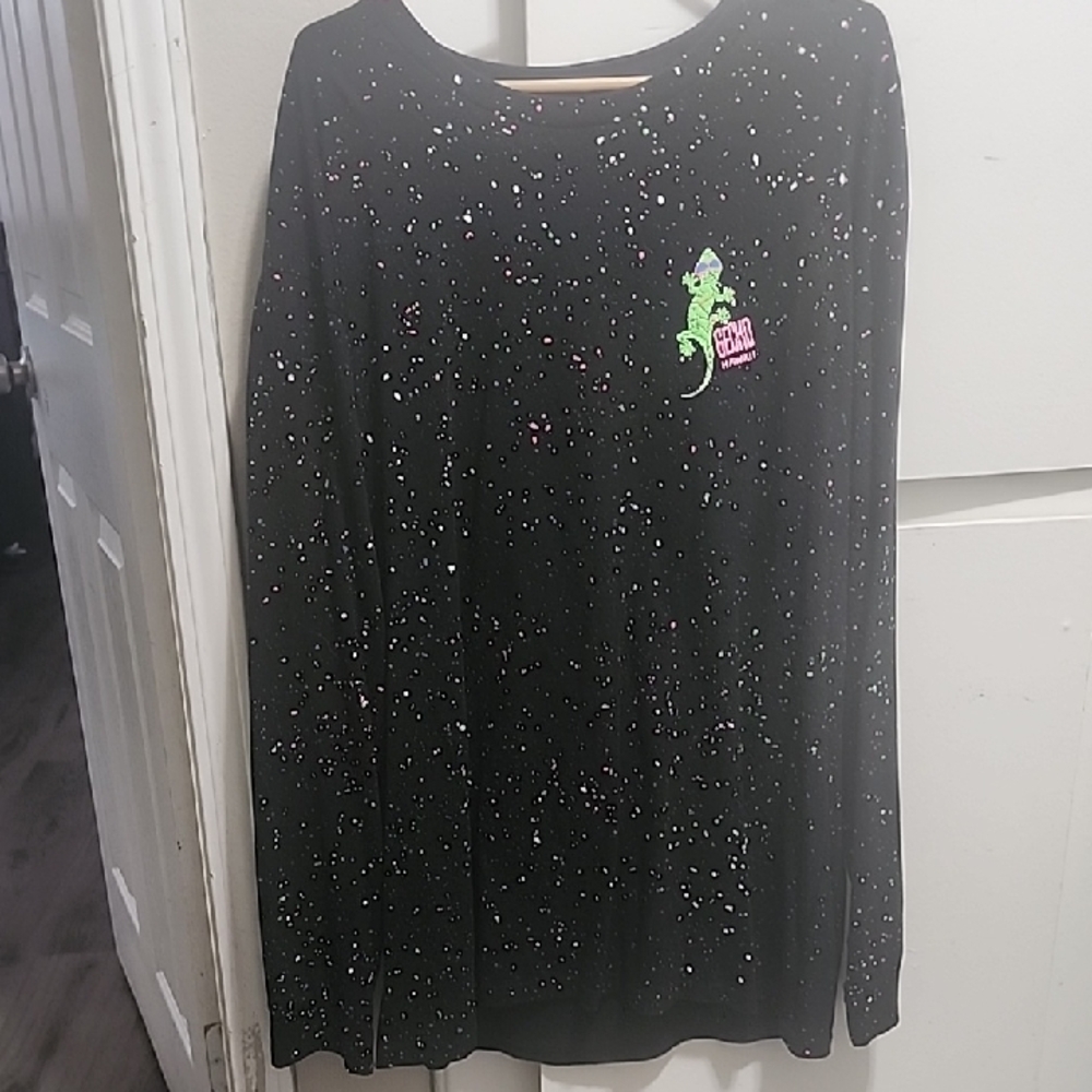 Gecko HAWAII Black Long Sleeve Shirt with Colorful Speckles